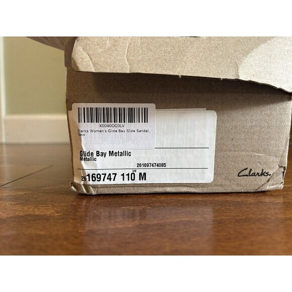 Clarks Women's Slide Sandal 11 M Bay Metallic Silver Camo Open Toe NEW - Picture 6 of 10